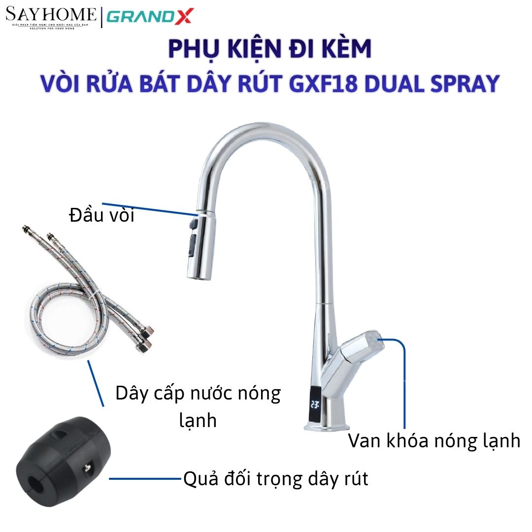 Vòi rửa chén GRANDX GXF18 DUAL SPRAY tại thành phố Hồ Chí Minh