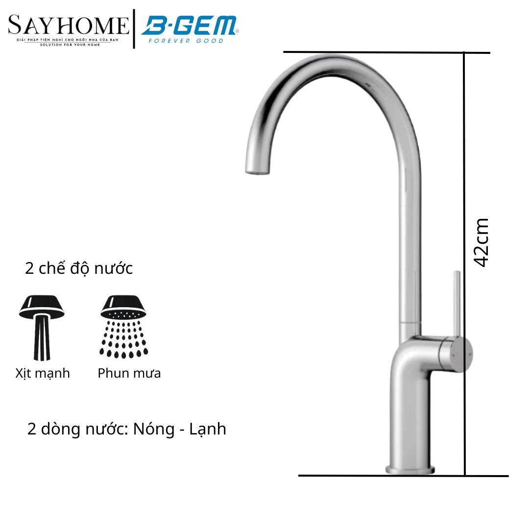 Vòi rửa chén bát B-GEM BG-M003A nóng lạnh cao cấp tại Thành phố Hồ Chí Minh