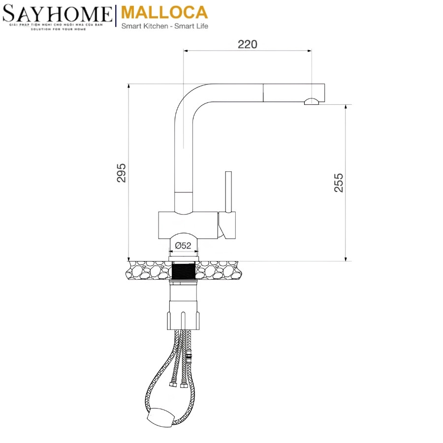 Vòi rửa chén inox MALLOCA K103BL dây rút đen mờ tại thành phố Hồ Chí Minh