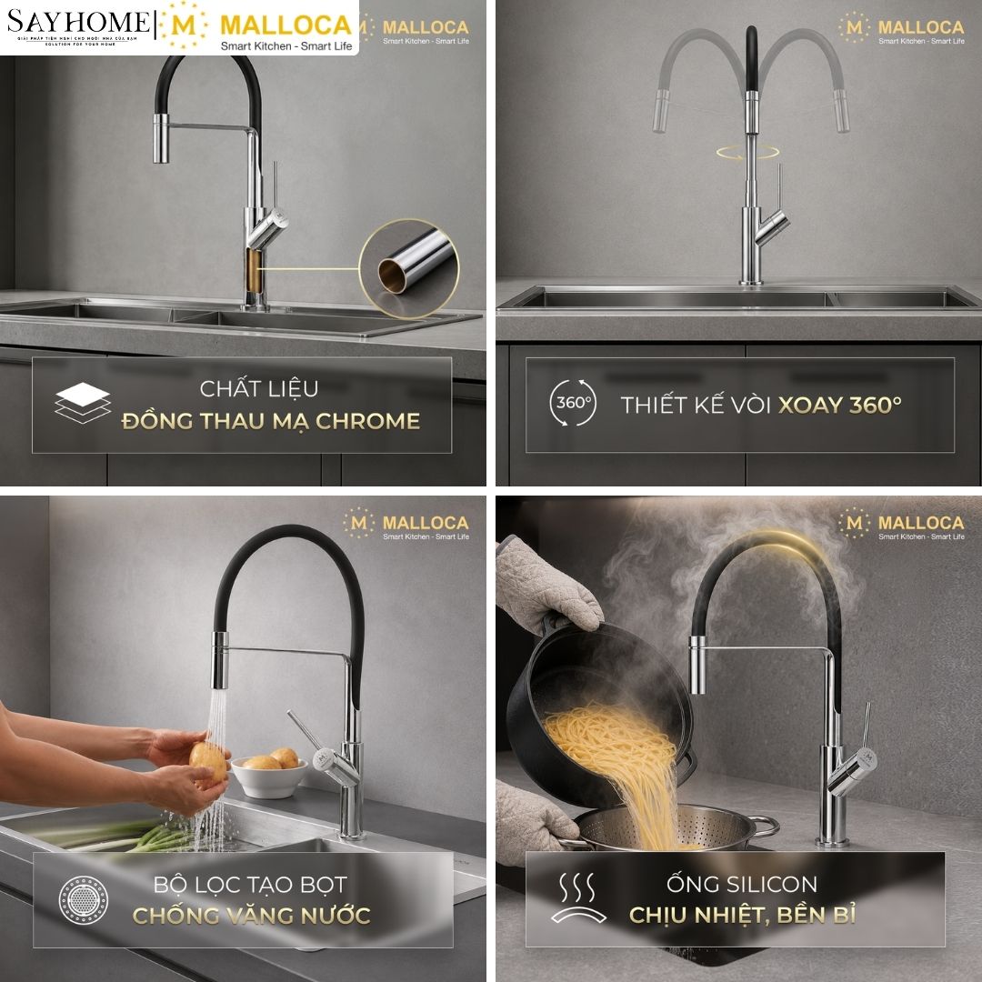 Vòi rửa chén mạ Chrome Malloca K081C tại thành phố Hồ Chí Minh