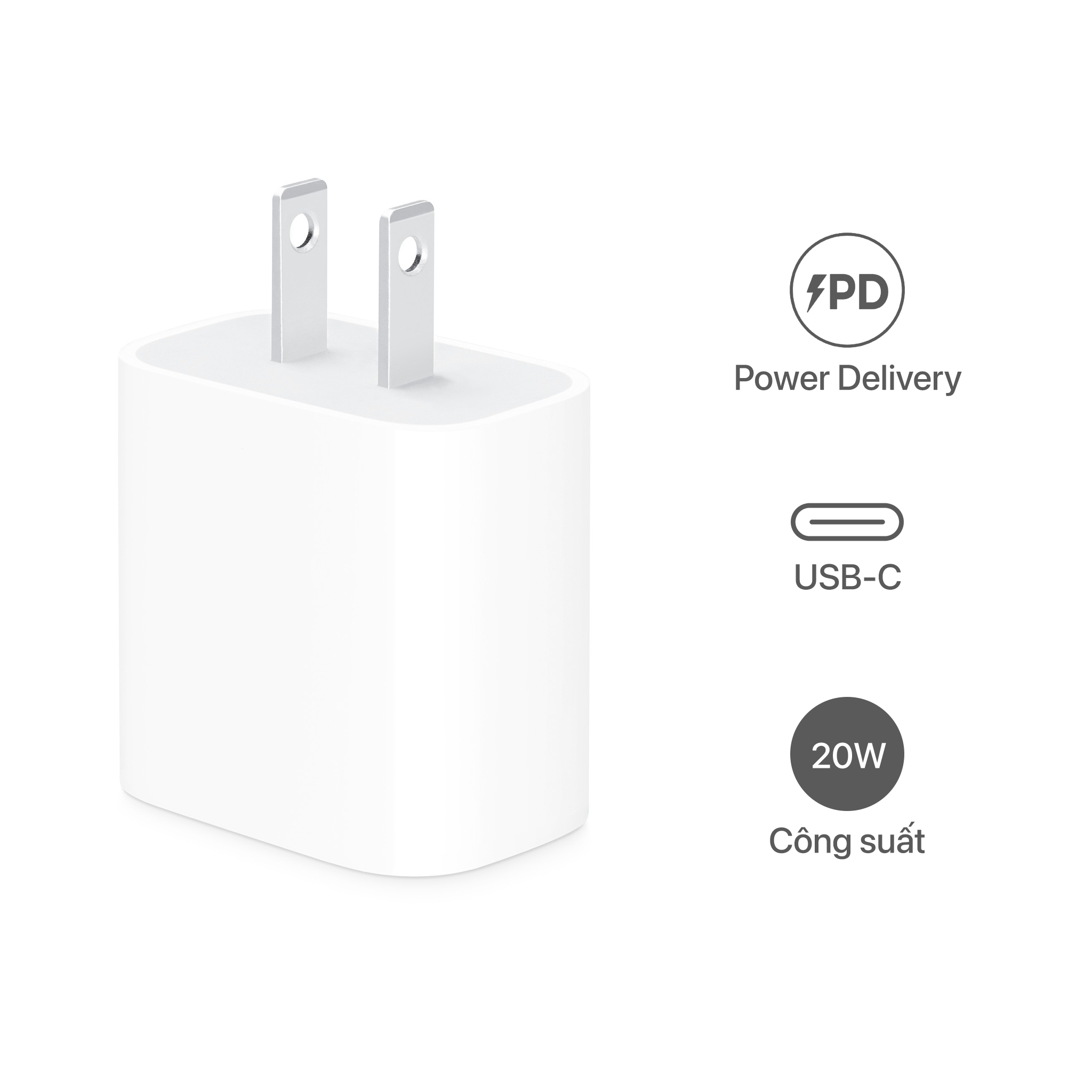 Củ sạc nhanh iPhone-iPad chính hãng Apple 20W USB-C