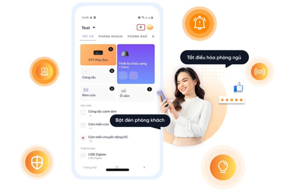 Tạo kịch bản tự động mở công tắc bật đèn trên FPT Life