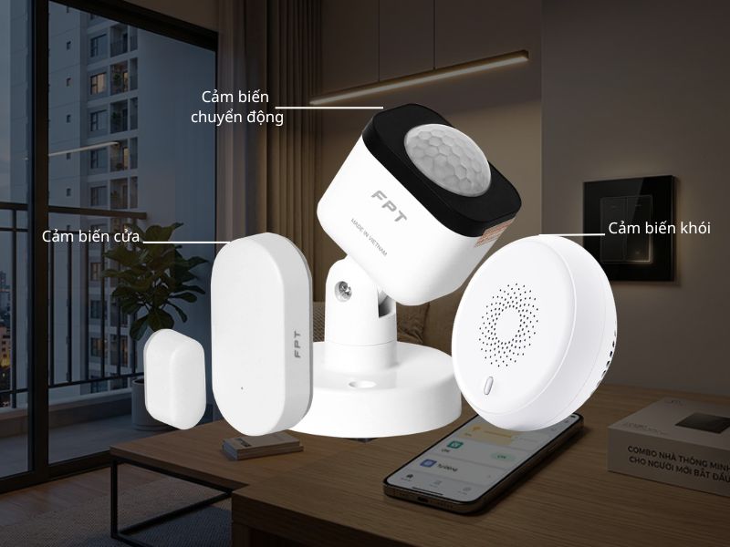Sơ đồ bố trí hệ thống cảm biến thông minh FPT cho căn hộ hiện đại