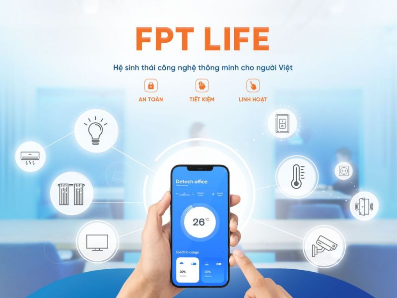 Giao diện theo dõi trạng thái các cảm biến thông minh trên ứng dụng FPT Life