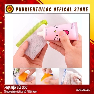 Túi Lưới Đựng Xà Phòng Túi Lưới Tạo Bọt Xà Bông Tiện Lợi - 2 Lớp Có Dây Rút 15x9CM