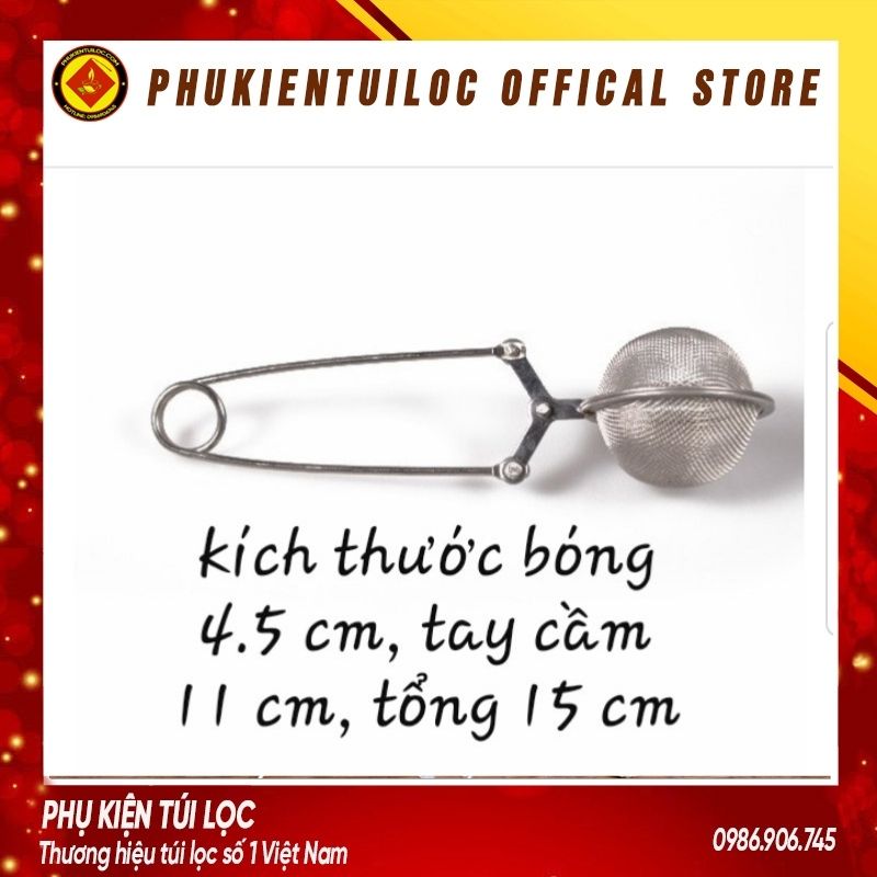 Kẹp Lọc Trà Inox - Thép không gỉ - Dụng Cụ Lọc Inox, Có Tay Cầm-LINOX4- Phukientuiloc