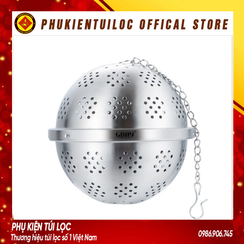 Lọc inox hình tròn cao cấp, có dây treo, nhiều kích thước, quả lọc W3801-6.2cm