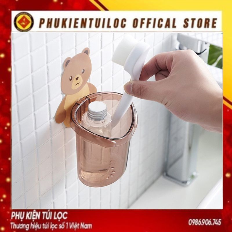 Cốc Gấu DÁN TƯỜNG - Hũ Đựng Bàn Chải Và Kem Đánh Răng Hình Gấu Dễ Thương- Phukientuiloc.com