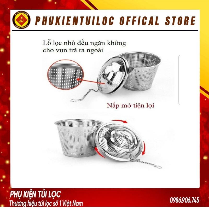 Lọc trà inox 304 cao cấp hình trụ, có dây treo, không gỉ 6.5cm (2082)