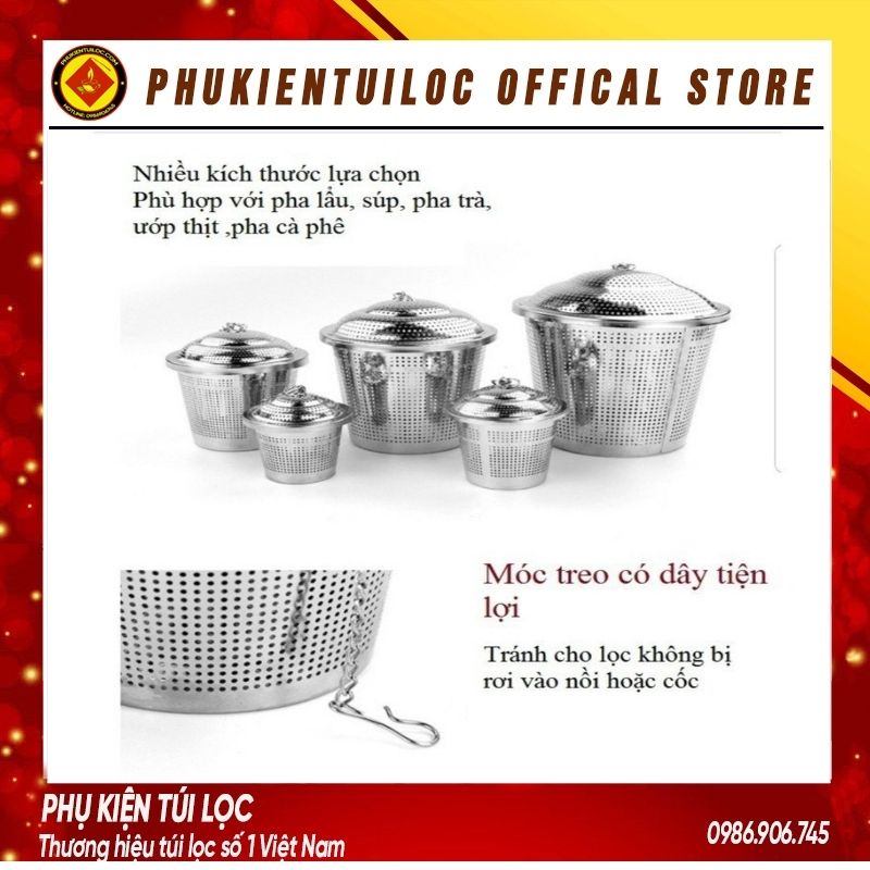 Lọc trà inox 304 cao cấp hình trụ, có dây treo, không gỉ 8 cm ( 2083)