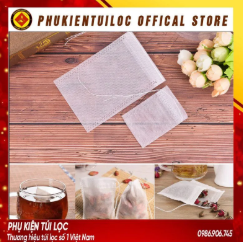 ( Sỉ) Combo 100 Túi lọc trà, cà phê vải không dệt có dây rút - Túi lọc nhiều kích thước