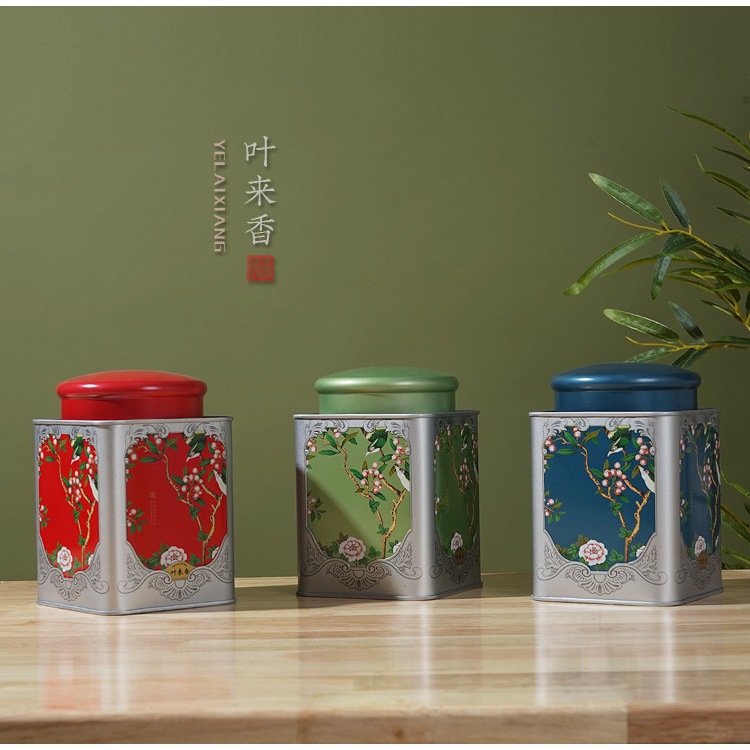 Hộp thiêc đựng trà hũ vuông 125g trà xanh cao cấp- HVNT- Phukientuiloc