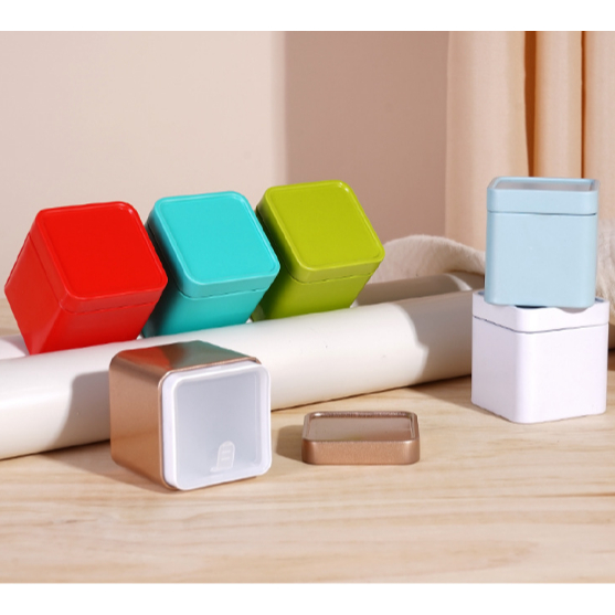 Hũ thiếc đựng trà MINI VUONG nhỏ gọn đa dạng màu sắc, tiện lợi, sang trọng 48x48x50mm PHUKIENTUILOC