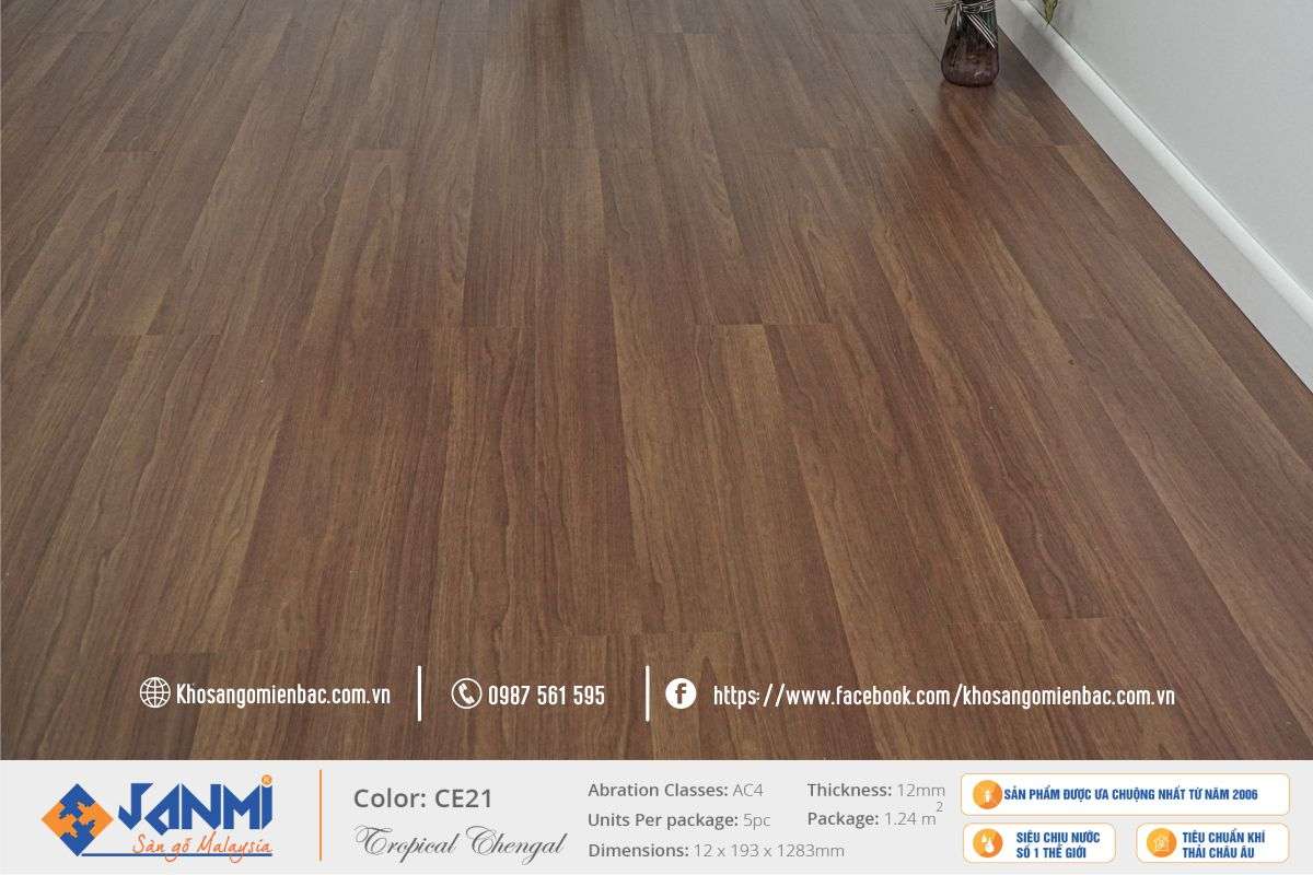 Sàn gỗ Malaysia Janmi CE21 - 12mm