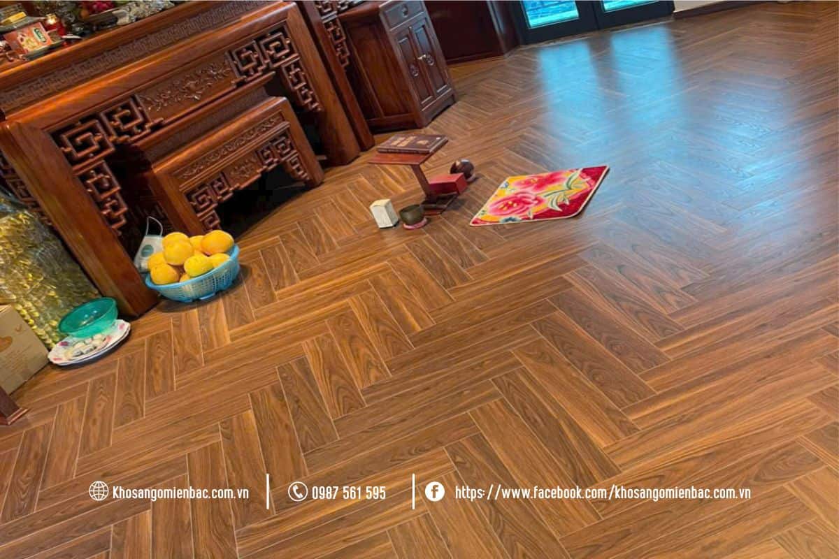 Sàn gỗ xương cá cốt đen FB-650 bảo hành ngập nước 72h