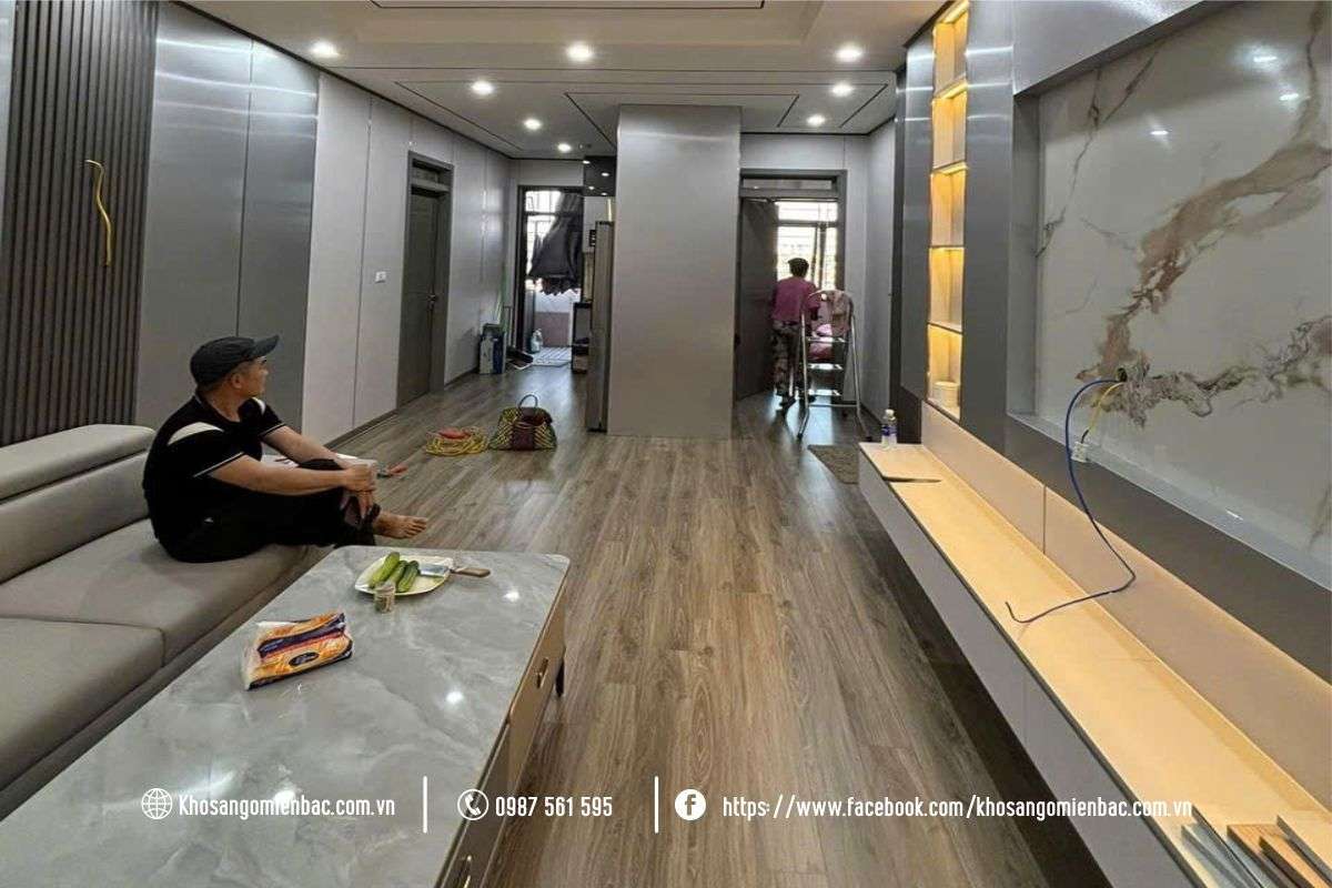 Thi công Sàn gỗ Royalwood 1264 cốt nâu 12mm