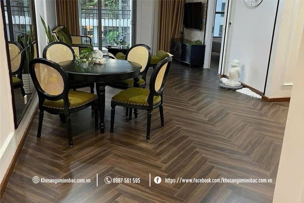 Thi công sàn gỗ xương cá cốt xang GC7-02 tại Oceanpark