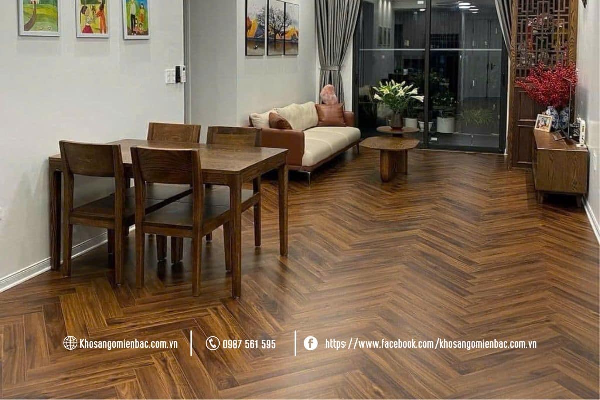 Thi công sàn gỗ xương cá cốt xanh GC7-05