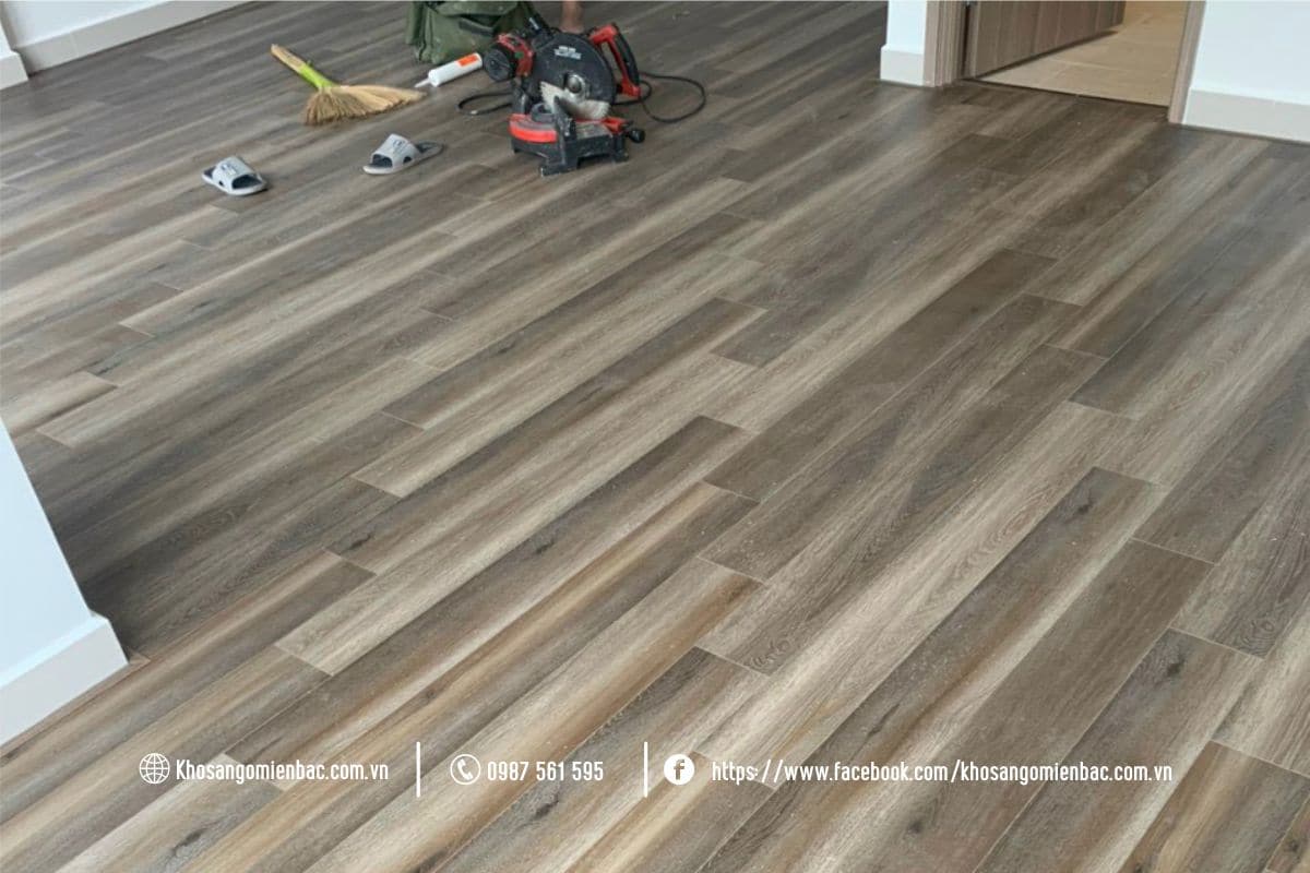 Thi công sàn nhựa Vfloor 6mm-V604 tại Bắc Ninh