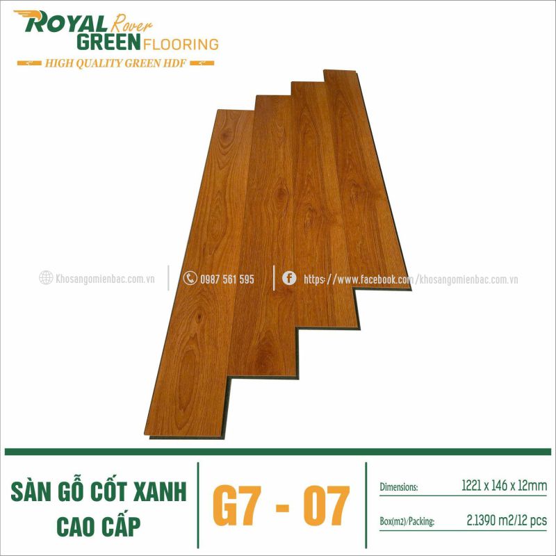 Sàn Gỗ Cốt Xanh Royal Green G7-07