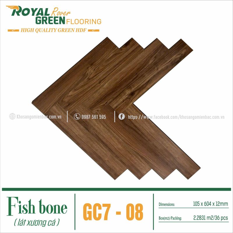 Sàn Gỗ Xương Cá Royal Green GC7-08