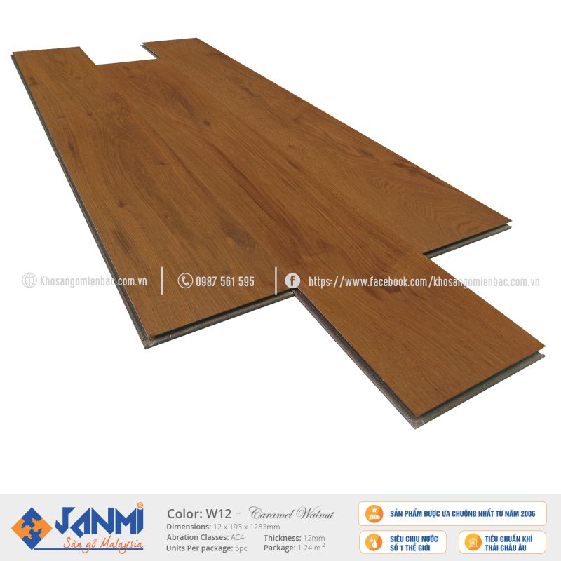 Sàn Gỗ Janmi W12 12mm (bản to)