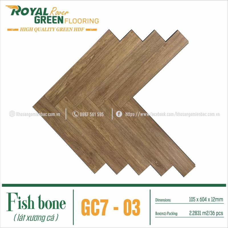 Sàn Gỗ Xương Cá Royal Green GC7-03