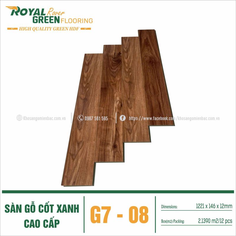 Sàn Gỗ Cốt Xanh Royal Green G7-08