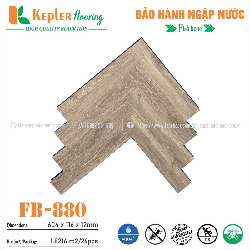 Sàn Gỗ Xương Cá Kepler Flooring FB-880