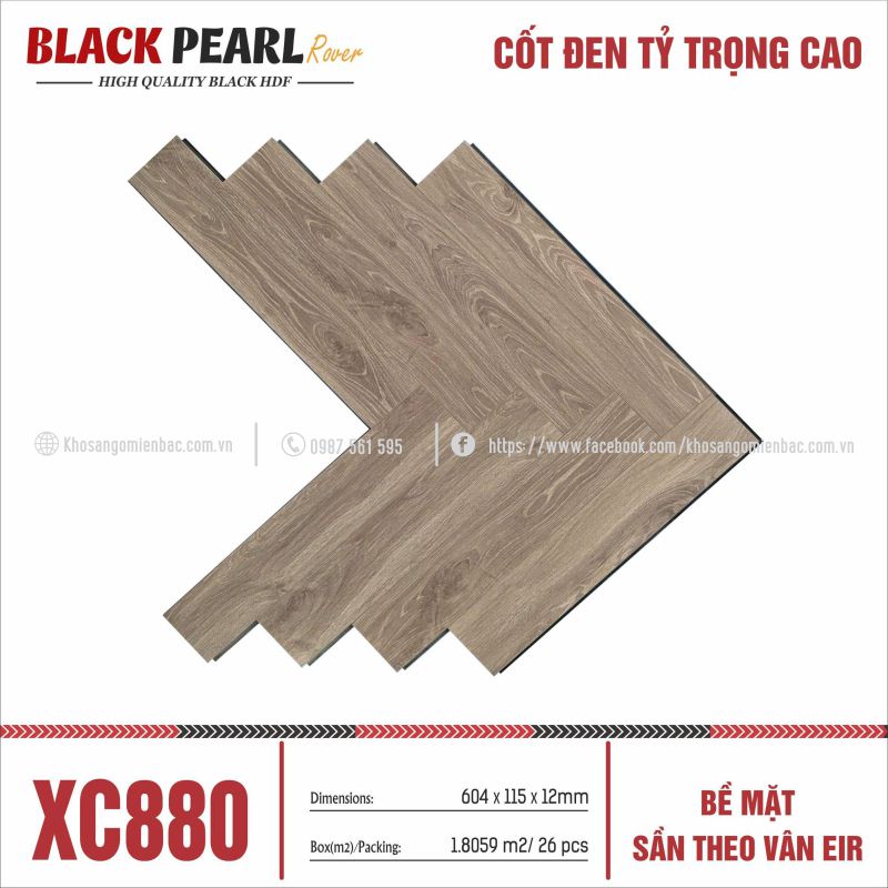 Sàn Gỗ Xương Cá Black Pearl XC880