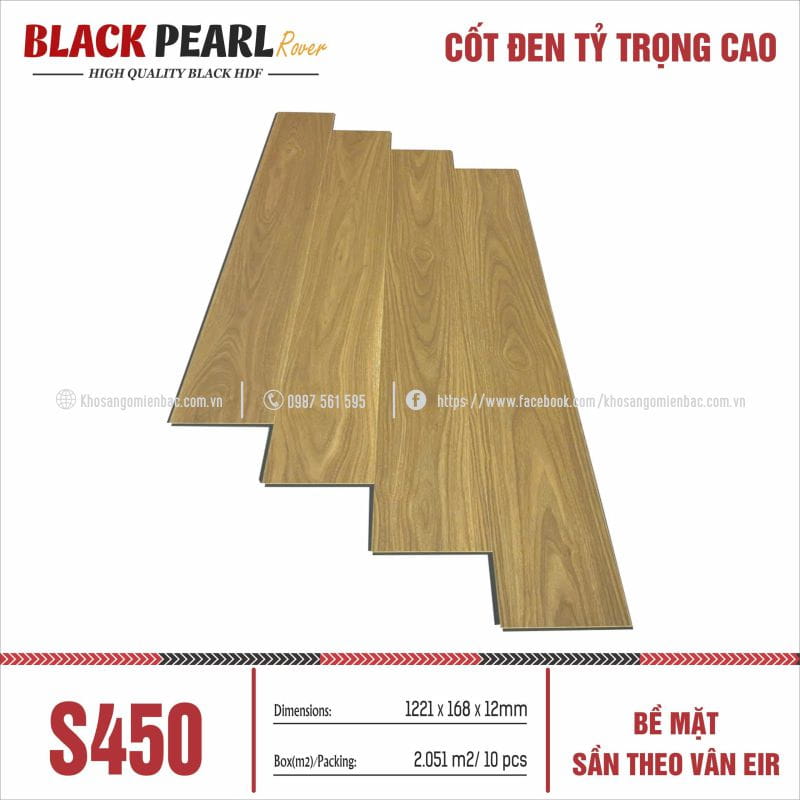Sàn Gỗ Cốt Đen Black Pearl S450