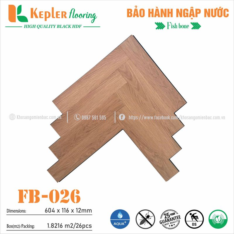 Sàn Gỗ Xương Cá Kepler Flooring FB-026
