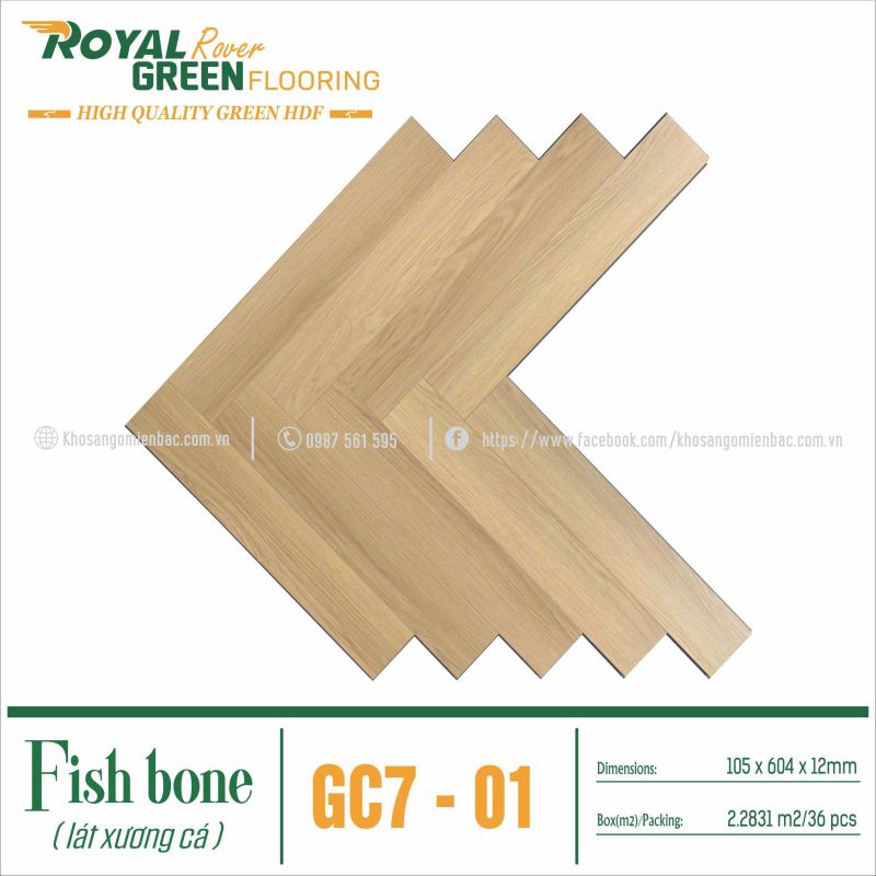 Sàn Gỗ Xương Cá Royal Green GC7-01