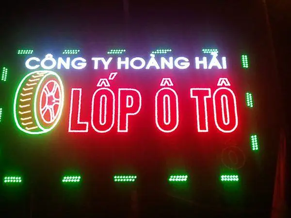 Mẫu bảng hiệu sửa chữa lốp xe bằng đèn led