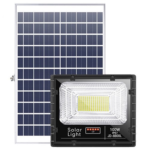 Đen pha năng lượng mặt trời 100W JD-8800L vỏ nhôm