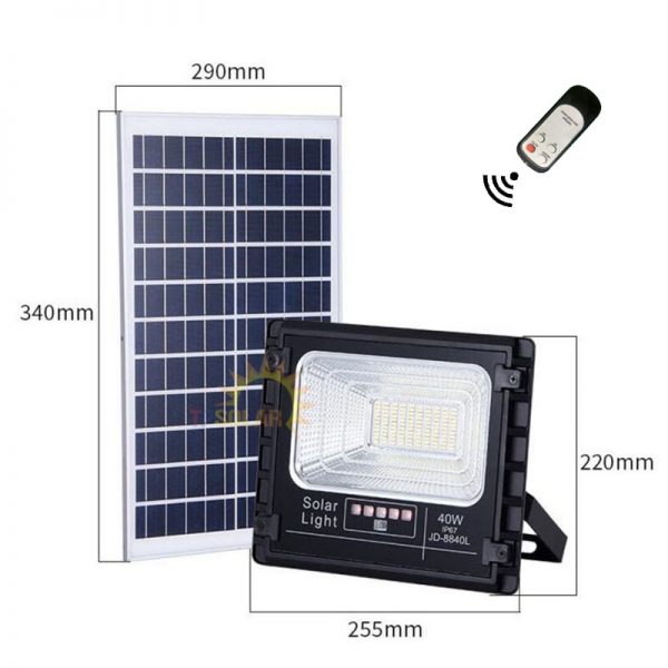 Đèn pha năng lượng mặt trời 40W JD-8840L vỏ nhôm