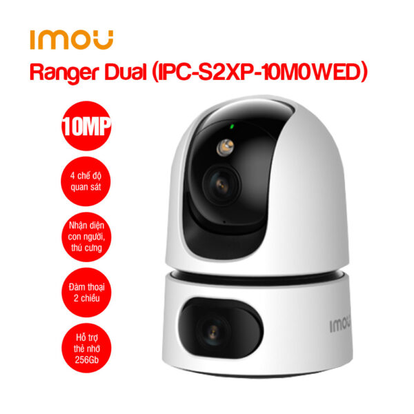 Camera wifi IMOU 2 ống kính Ranger Dual IPC-S2XP-10M0WED 5MP+5MP Color