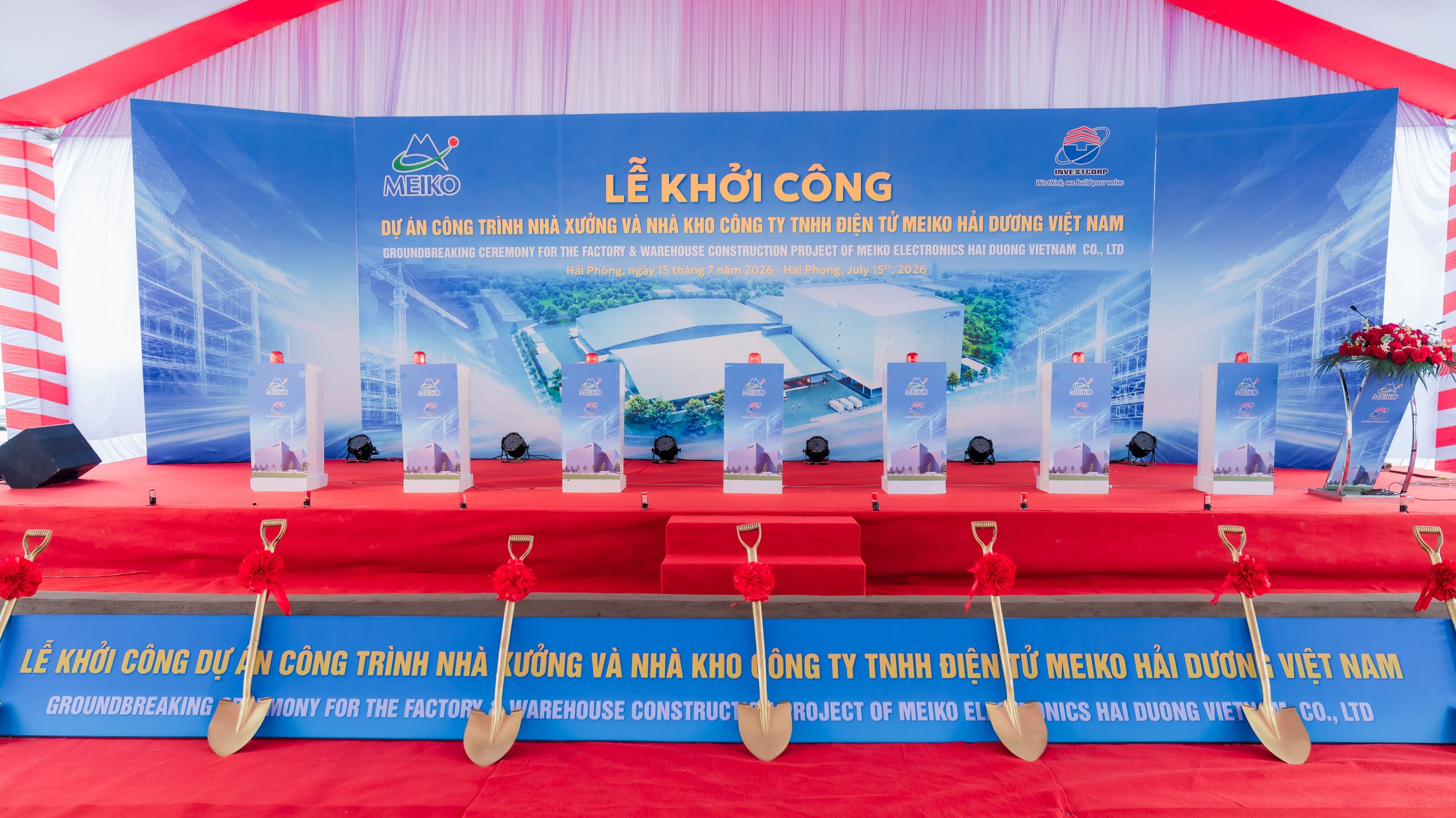 Lễ khởi công Dự án Công trình Nhà xưởng và Nhà kho Công ty TNHH Điện tử Meiko Hải Dương Việt Nam