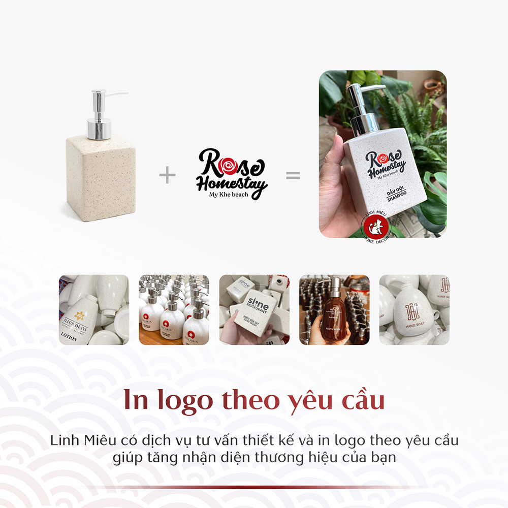 bình đựng dầu gội sữa tắm nước rửa tay sứ khách sạn homestay nhà hàng