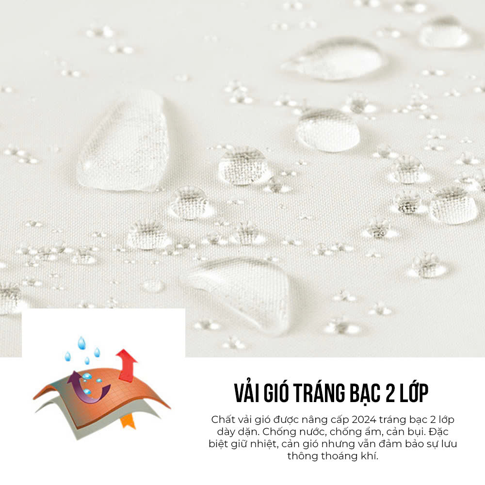 Áo khoác gió cao cấp, 2 lớp chất gió tráng bạc