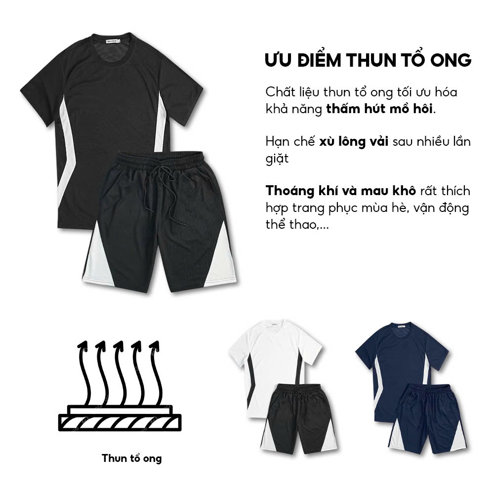Đồ bộ quần áo thun chất liệu tổ ong cao cấp