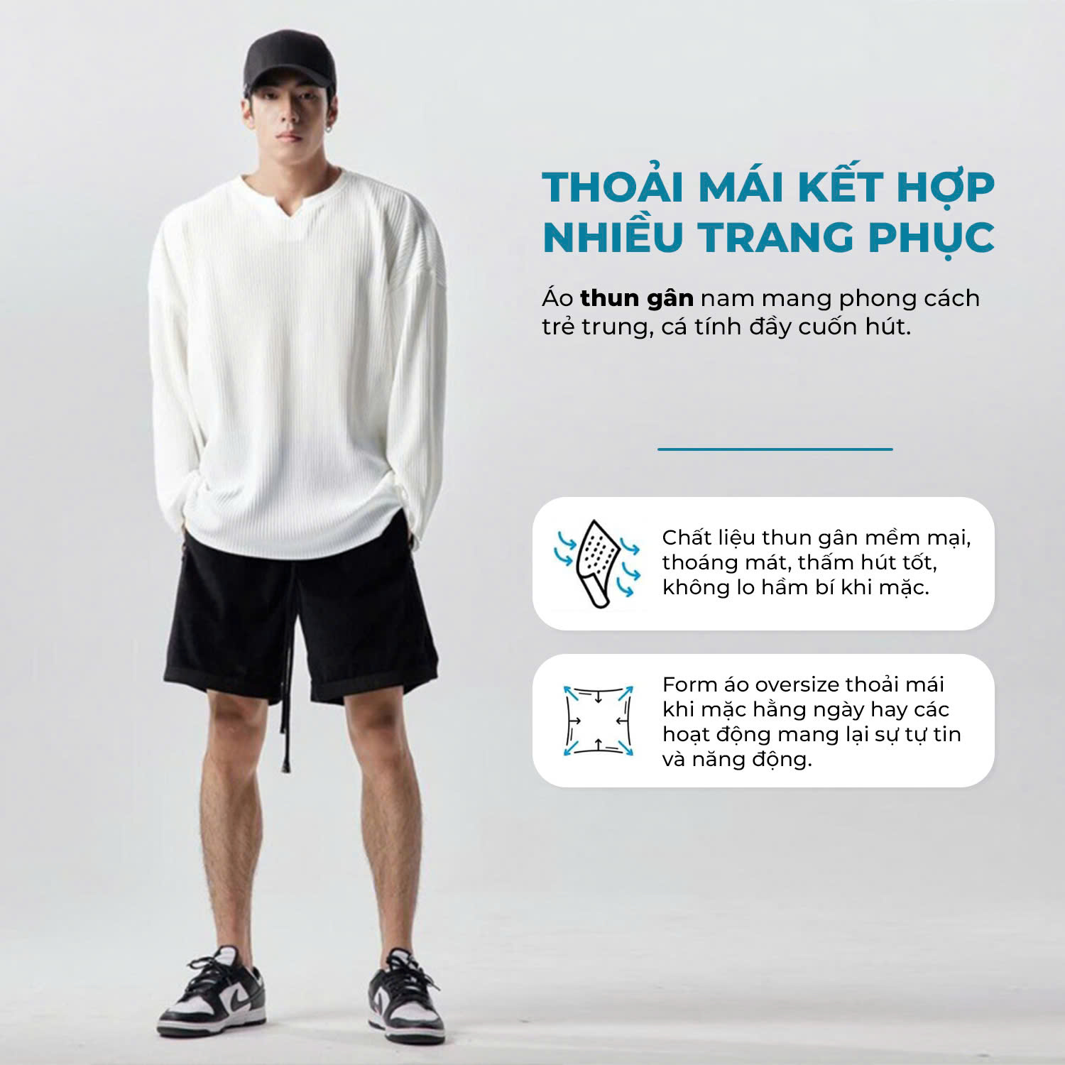 Áo thun gân nam dài tay unisex