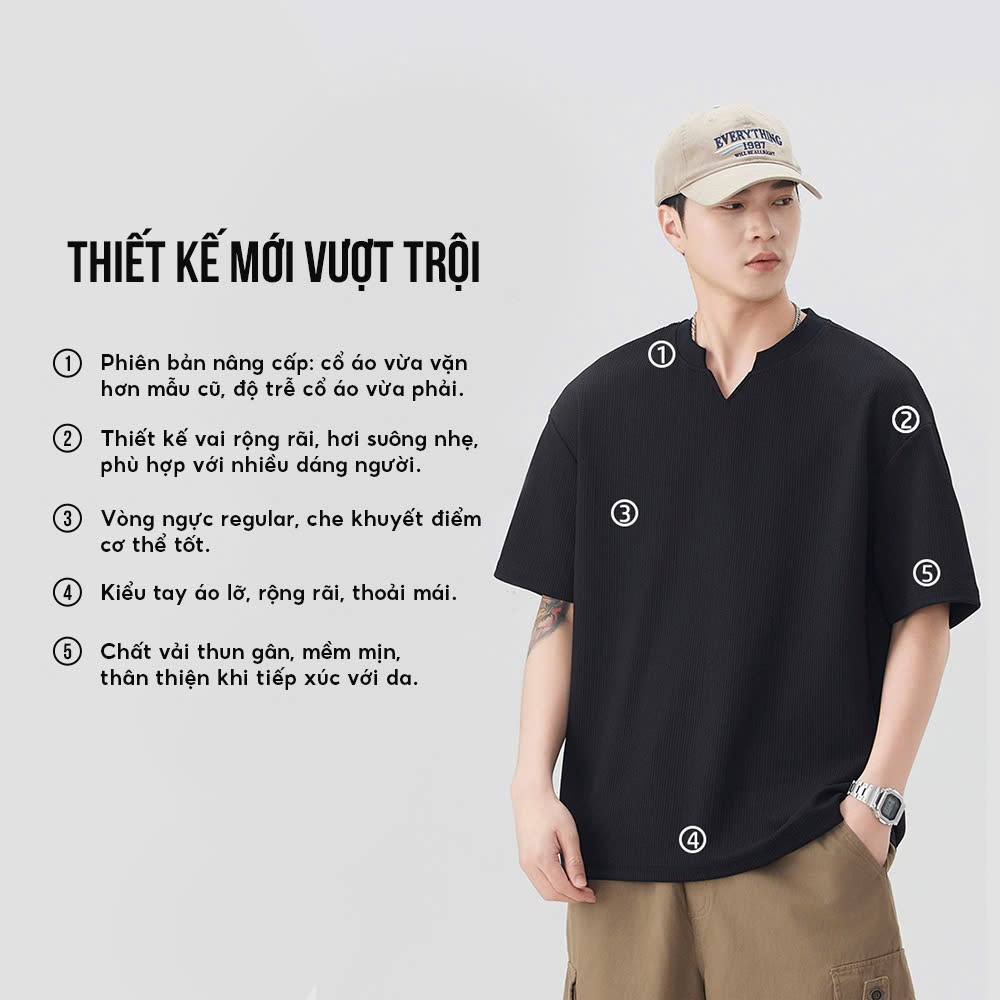 Áo thun gân nam ngắn tay unisex