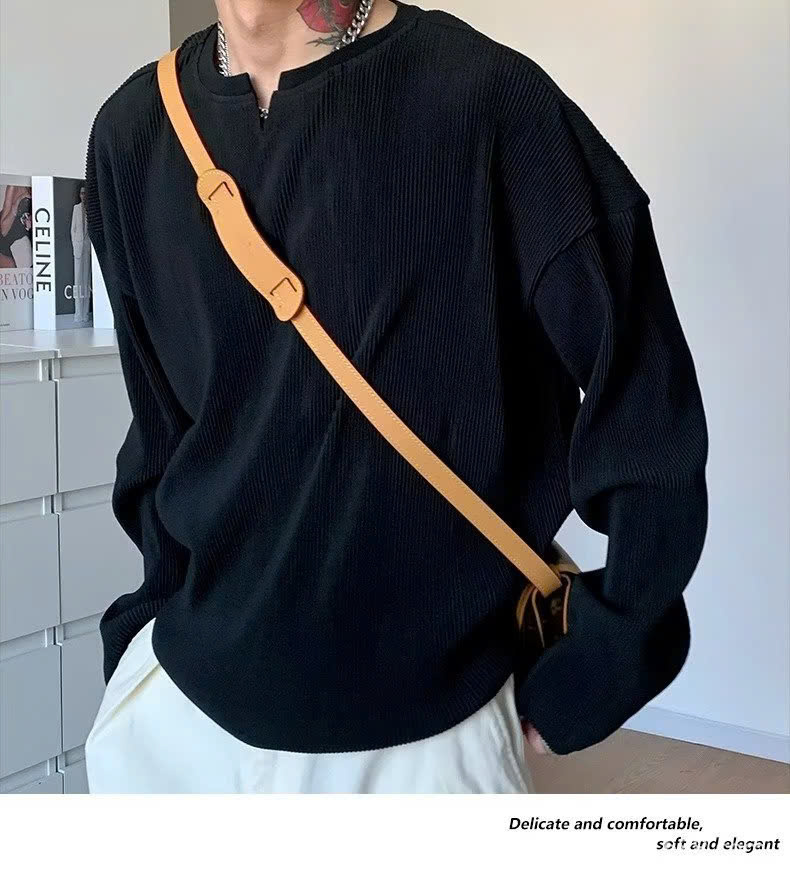 Áo thun gân nam dài tay unisex