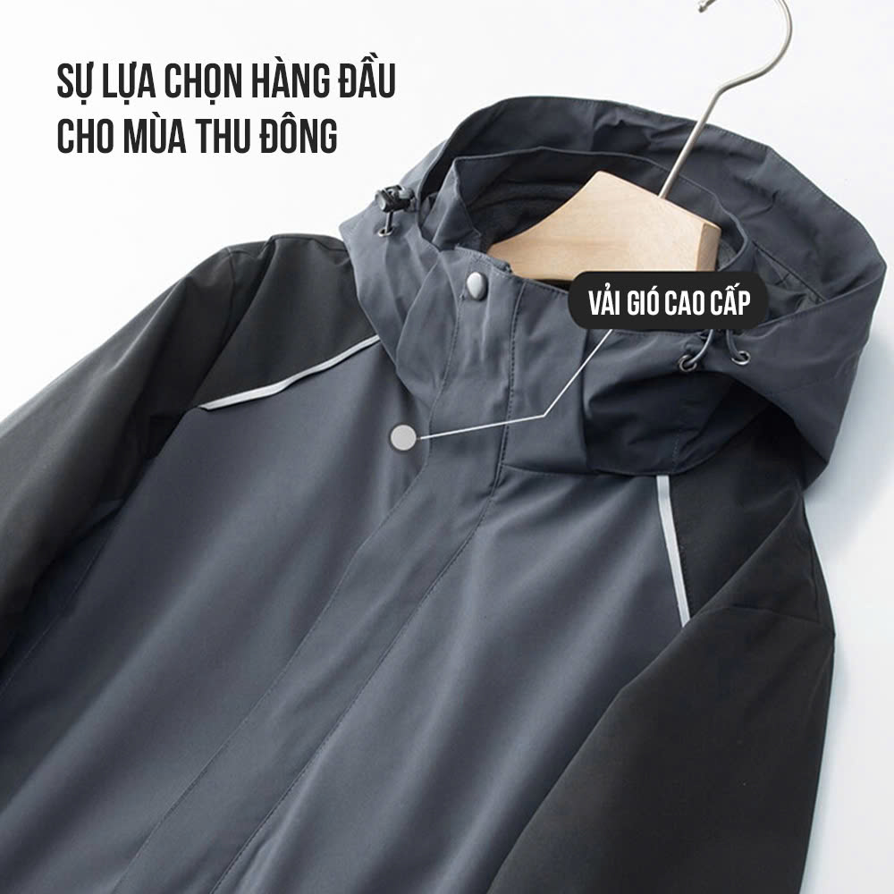 Áo khoác gió cao cấp, 2 lớp chất gió tráng bạc