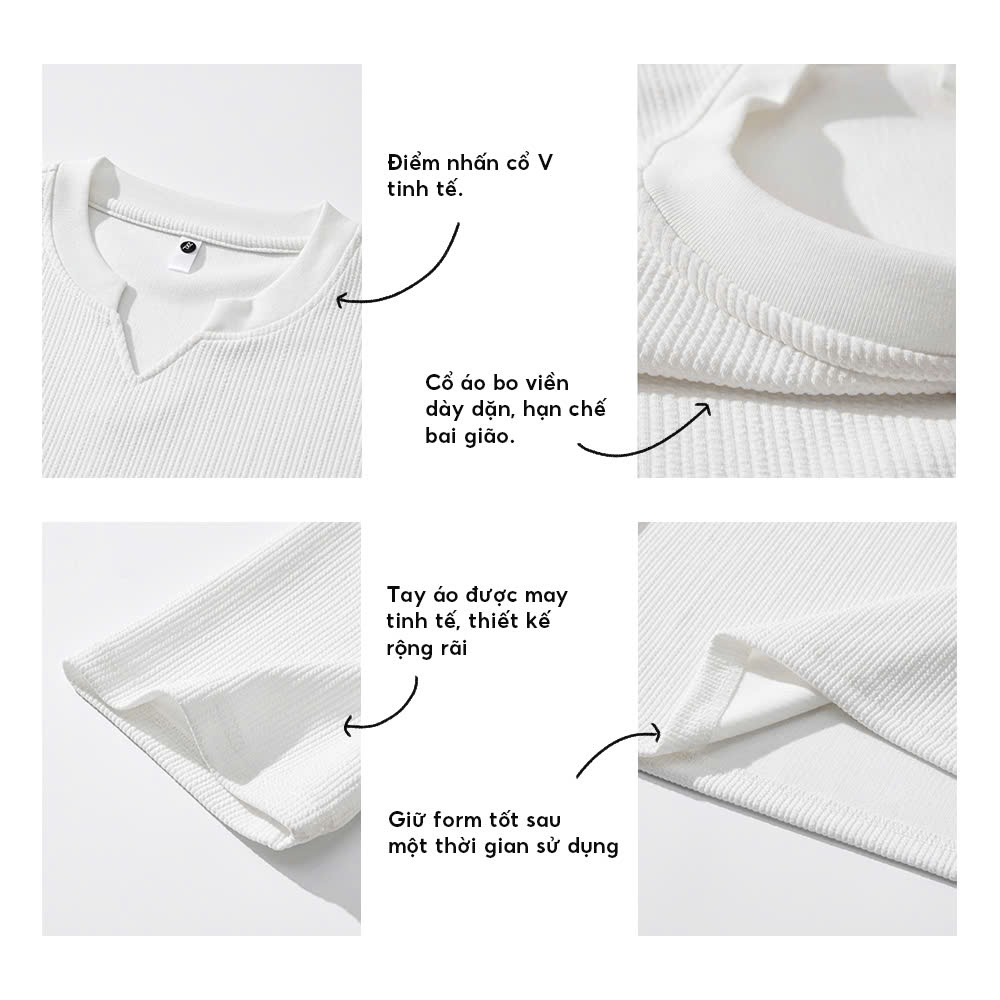 Áo thun gân nam ngắn tay unisex