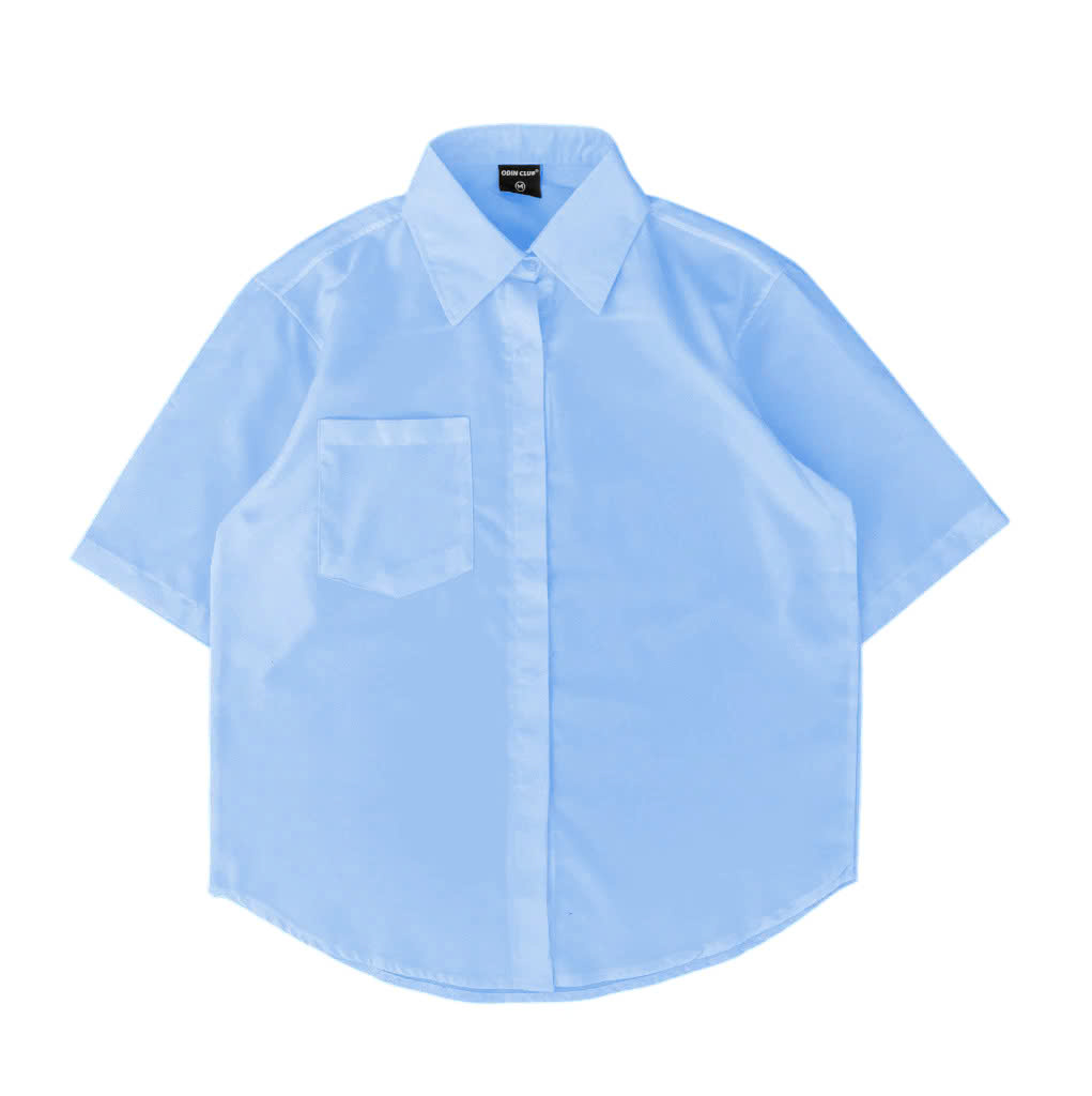 Áo sơ mi tay ngắn unisex chất vải lụa dãn cao cấp