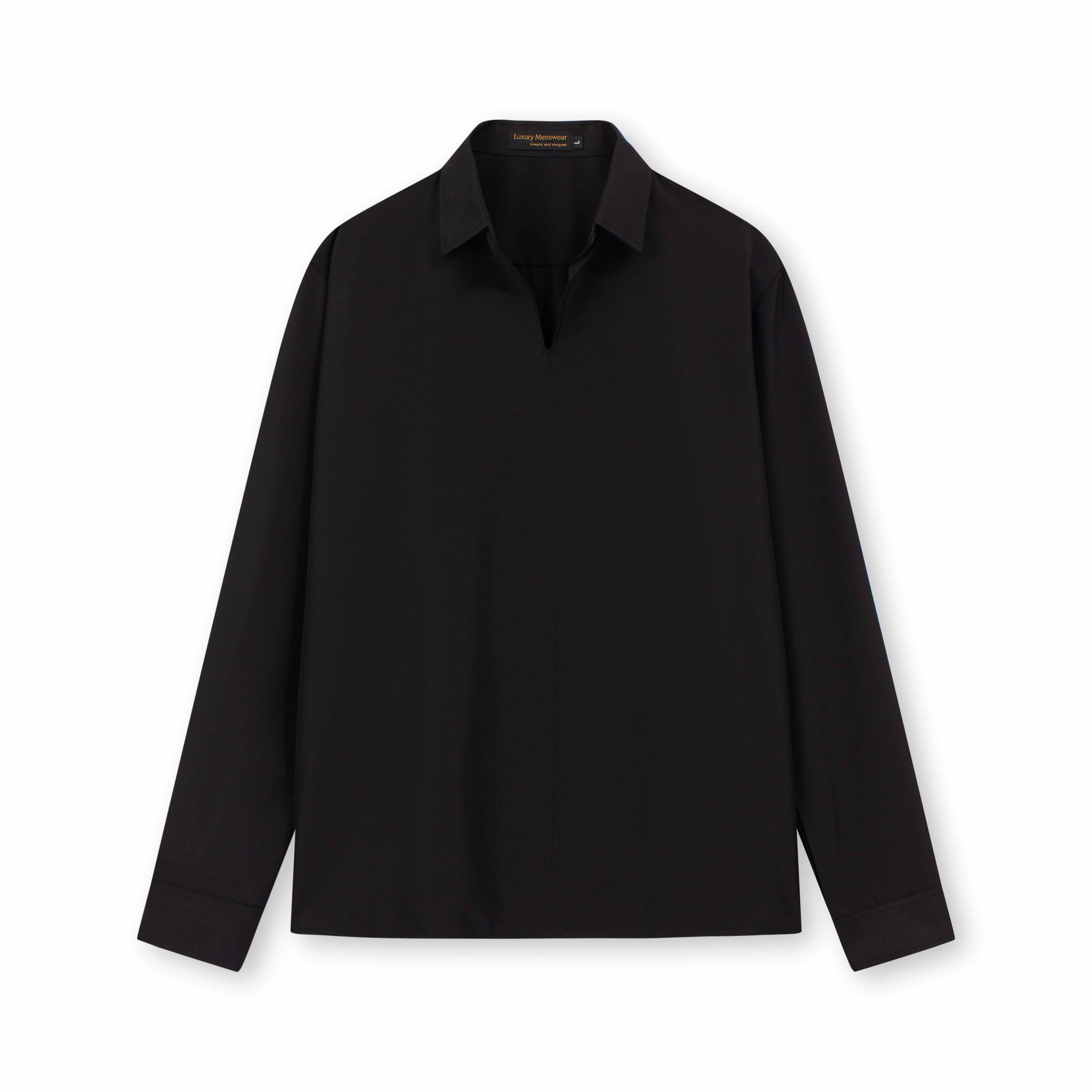 Áo sơ mi không cúc lụa mịn form rộng