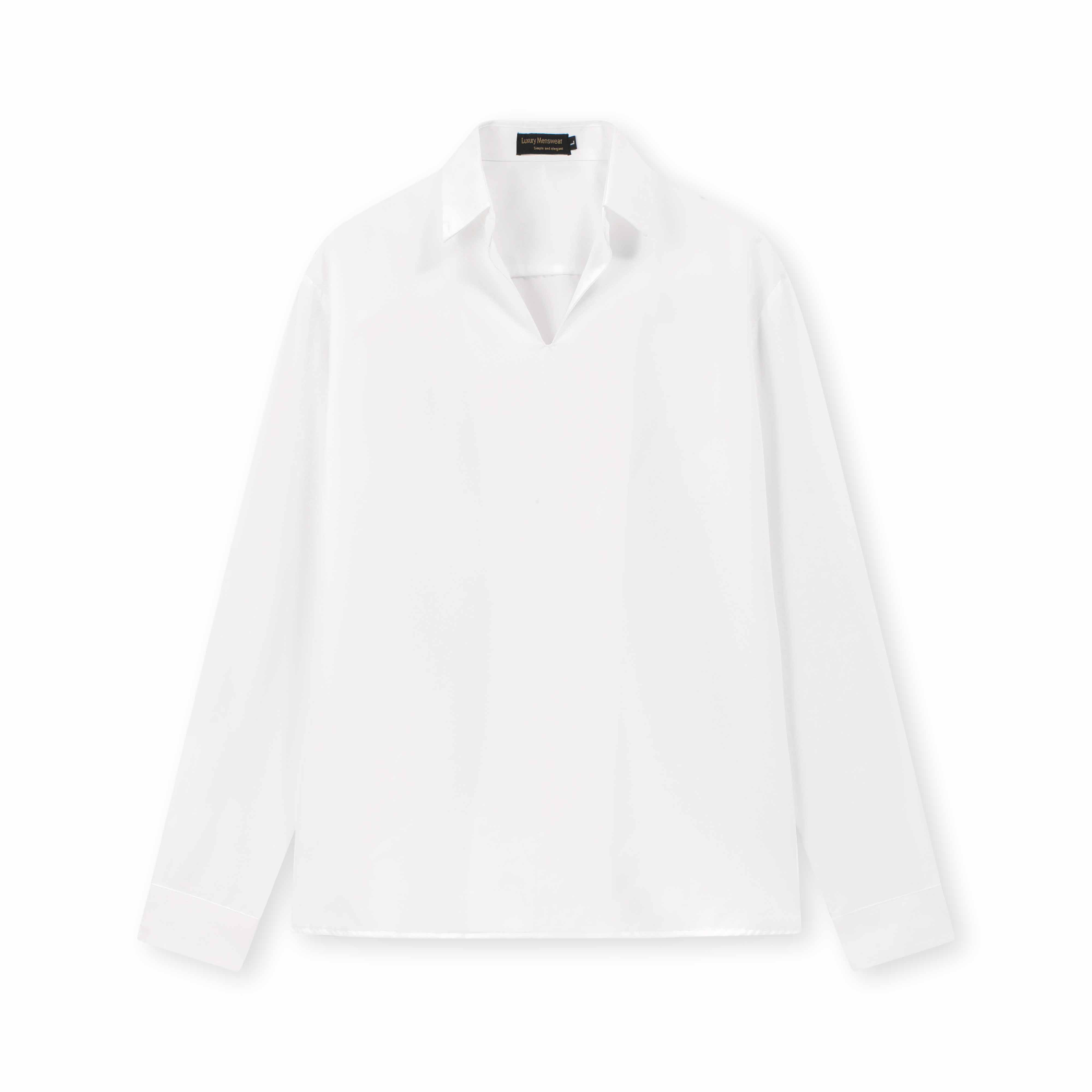 Áo sơ mi không cúc lụa mịn form rộng