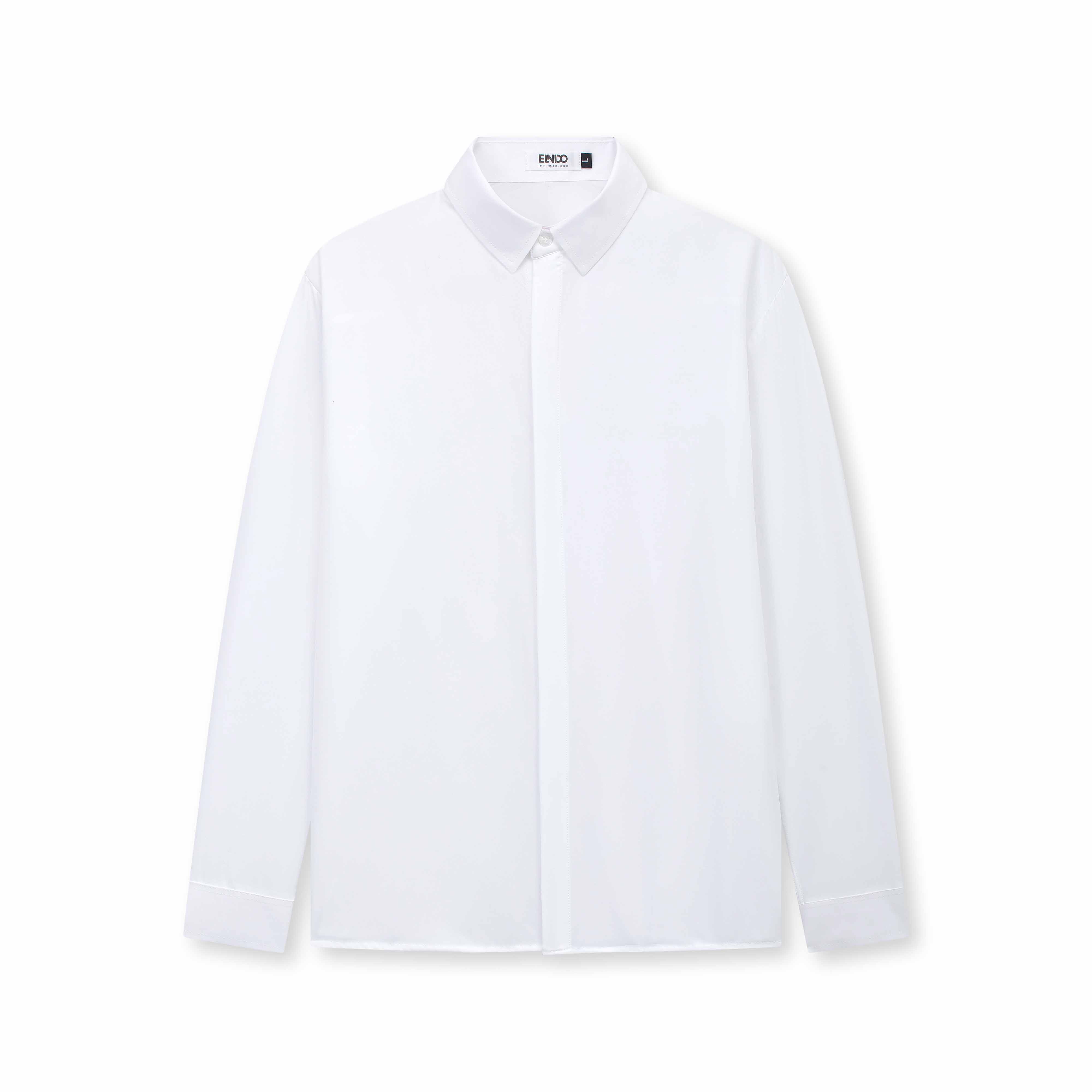 Áo sơ mi dài tay giấu cúc Unisex Basic